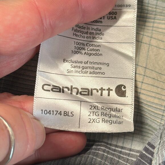Carhartt Men's Relaxed Fit Shirt Size 2XL Plaid Short Sleeve Button Up 104174BLS - Picture 6 of 7